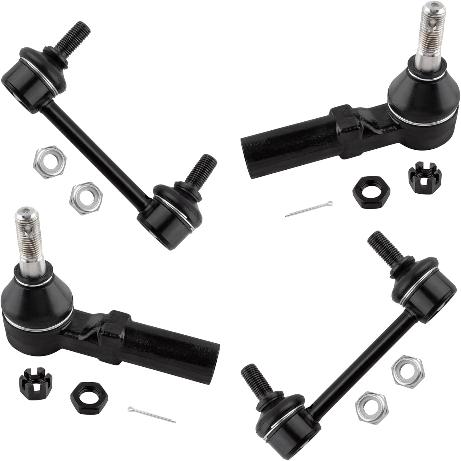 BOXI (Set of 4) Front Outer Tie Rod Ends + Rear Sway Bar Links fit for Saturn SC 1991-1992 / for Saturn SC1/SC2 1993-2002 / SL/SL1/SL2 1991-2002 / SW1 1993-1999 / SW2 1993-2001 / K90520 ES3238