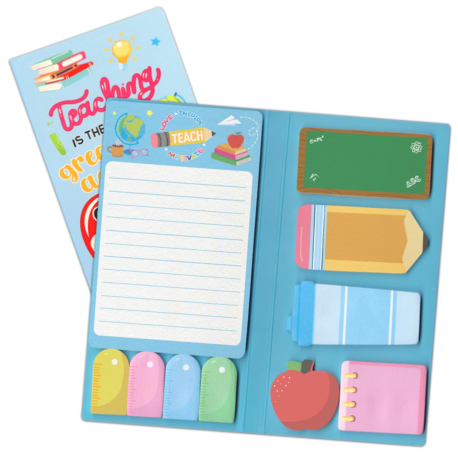 Teachers Sticky Notes Set Teaching is The Greatest Act Self-Stick Note Pads Ruler Blackboard Pencil Cup Notebook Writing Memo Pads Teacher
