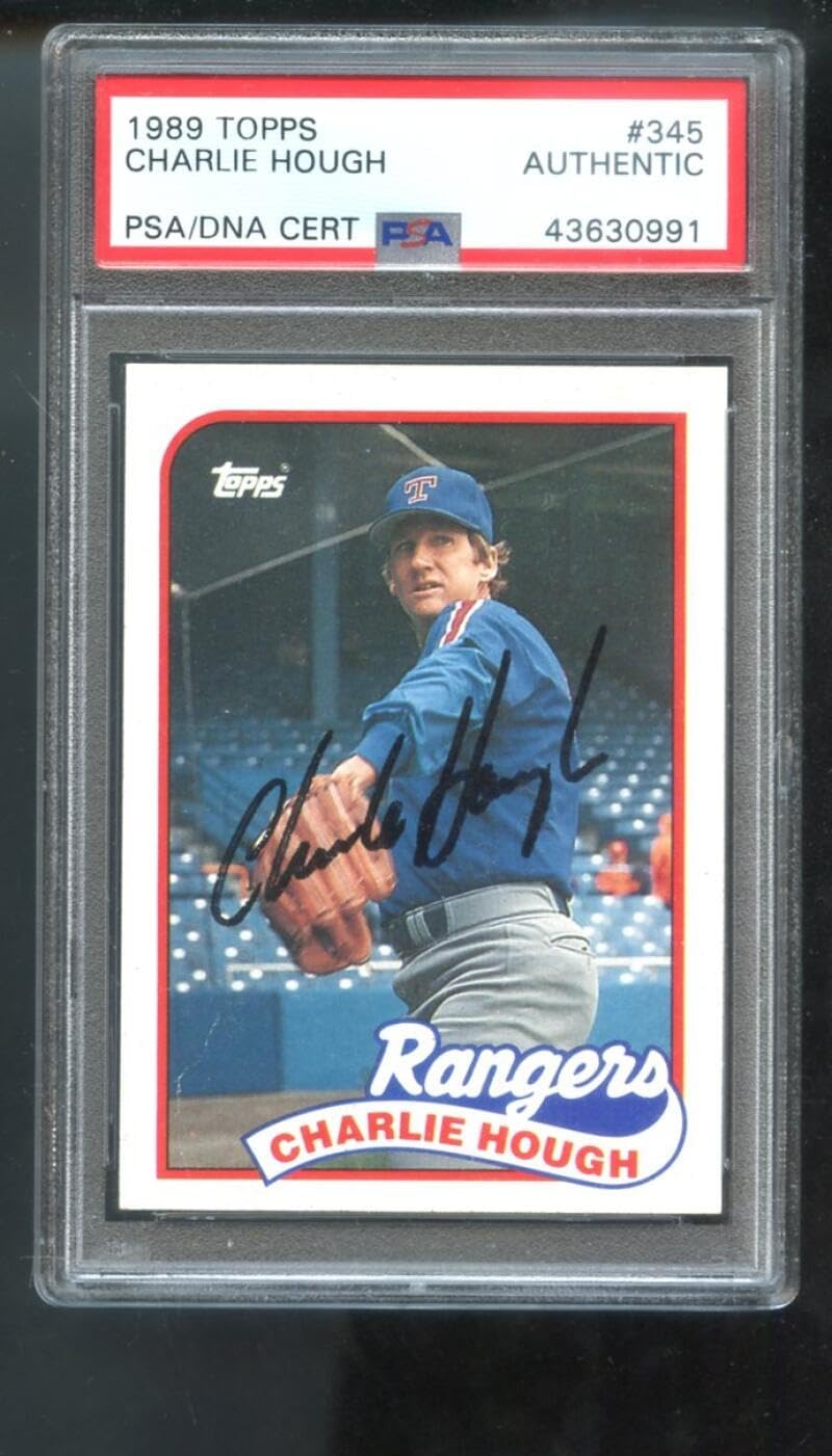 1989 Topps #345 Charlie Hough AUTO SIGNED Autograph Autographed Card PSA PSA/DNA Baseball MLB COA Texas Rangers