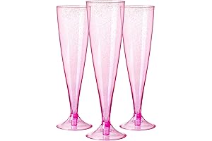 Homy Feel Pink Glitter Plastic Pink Wine Glasses