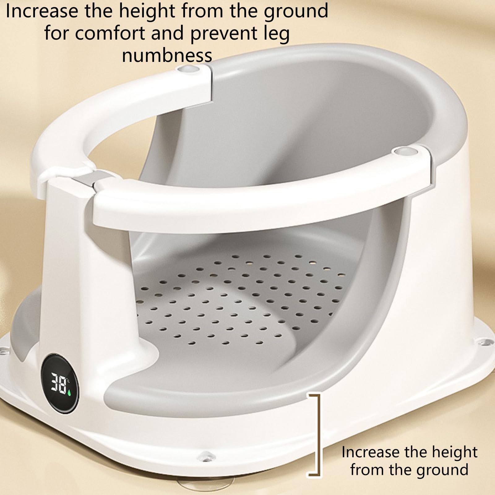 Sedia ergonomica per vasca da bagno per bambini dai 6 mesi in su, con base non superata e protezione completa per un bagno sicuro