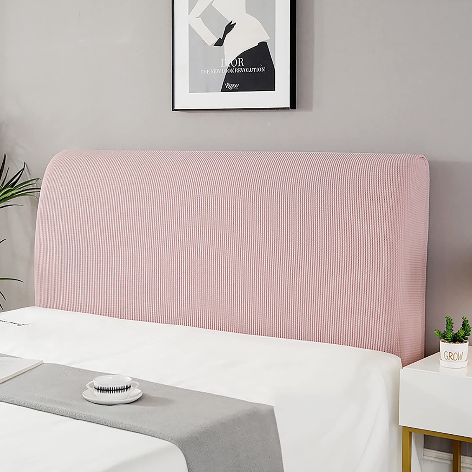 UVCMDUI Headboard Cover, Stretch Bed Headboard Cover for Double/Single Bed, King/Super King Size Washable Headboard Slipcover,pink,180cm/70.9in