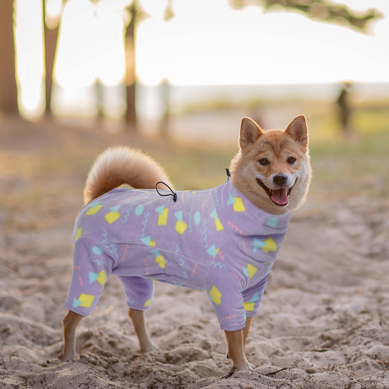 ROZKITCH Dog Winter Coat Soft Fleece Pullover Pajamas, Pet Windproof Warm Cold Weather Jacket Vest with Luminous Zipper, Onesie Jumpsuit Apparel Outfit Clothes for Small Medium Large Dog Purple 3XL