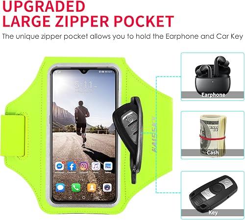 Miniatura 2 de Brazalete para correr con bolsa para auriculares, brazalete para teléfono celular para iPhone 16 15 Pro 14 Plus 13 11 XR XS, Galaxy S24S10