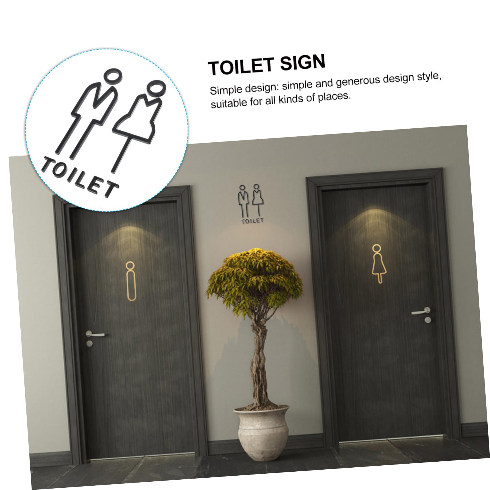 Gadpiparty 5pares Cartel De Identificación De Baño Para Hombres y Mujeres Placa De Señalización Elegante Para Aseos Para Hoteles y Restaurantes