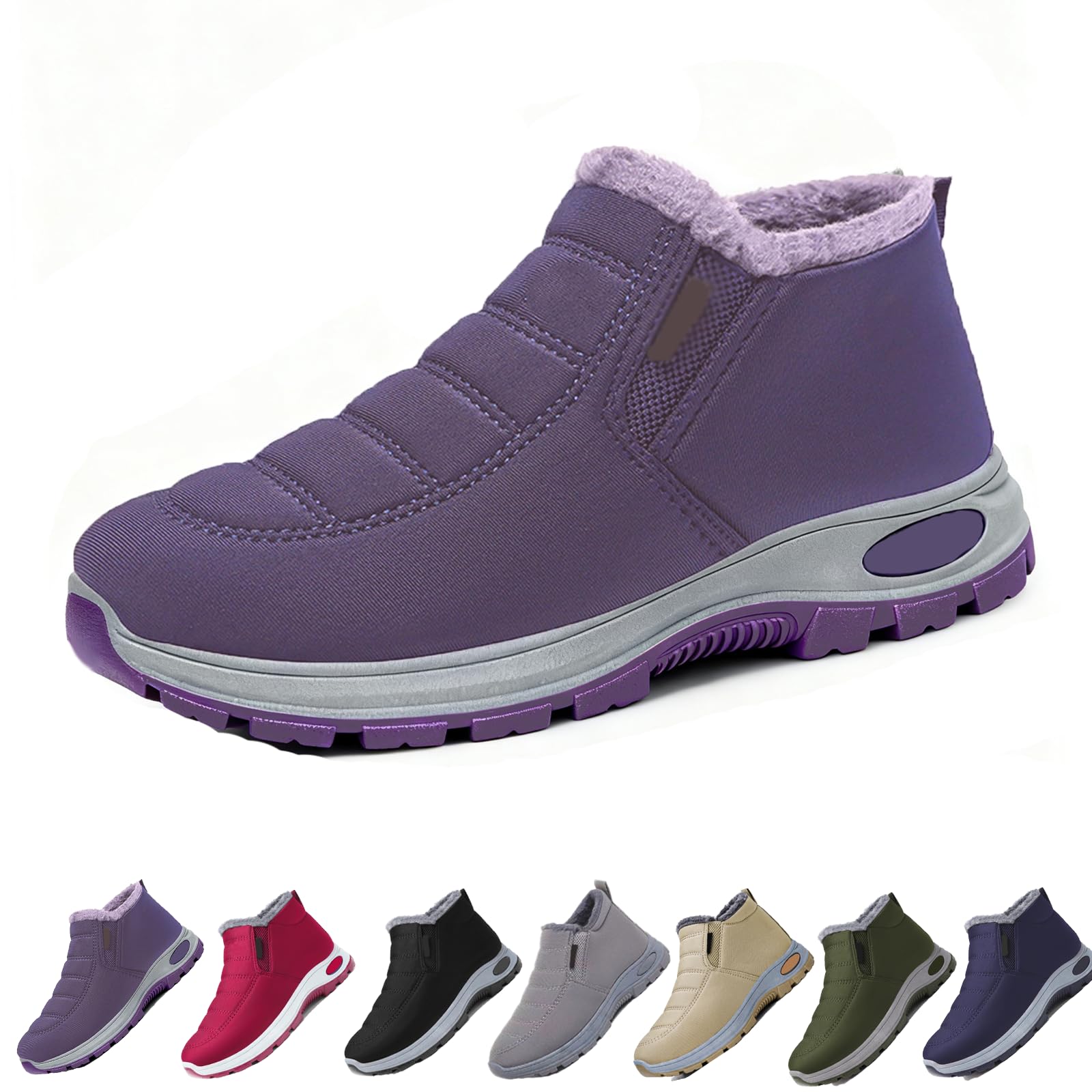 Snow Boots for Women Anti-Slip Winter Warm Slip on Orthopedic Walking Sneakers Fur Lined Ankle boots with Arch Support Outdoor Shoes