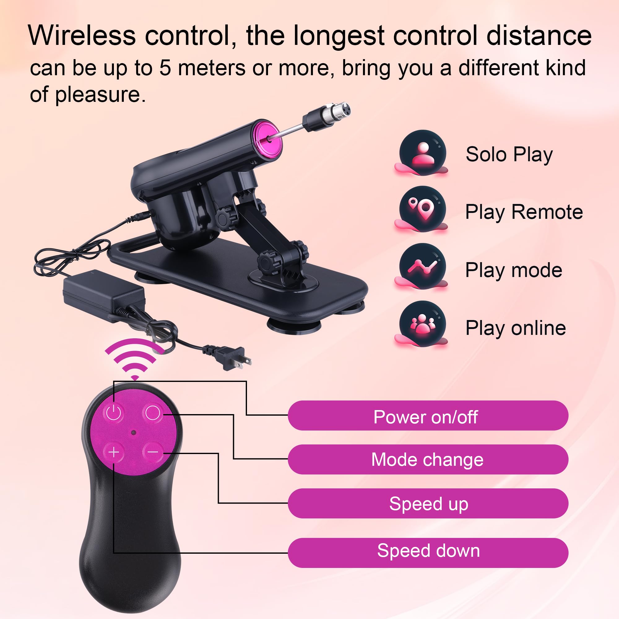Sex Machine Dildo Machine for Women,Fuck Machine with Powerful Suction Cups,Thrusting Machine with 3Xlr Connector,Thrusting Machine with 8 Attachments Sex Toys: Black One