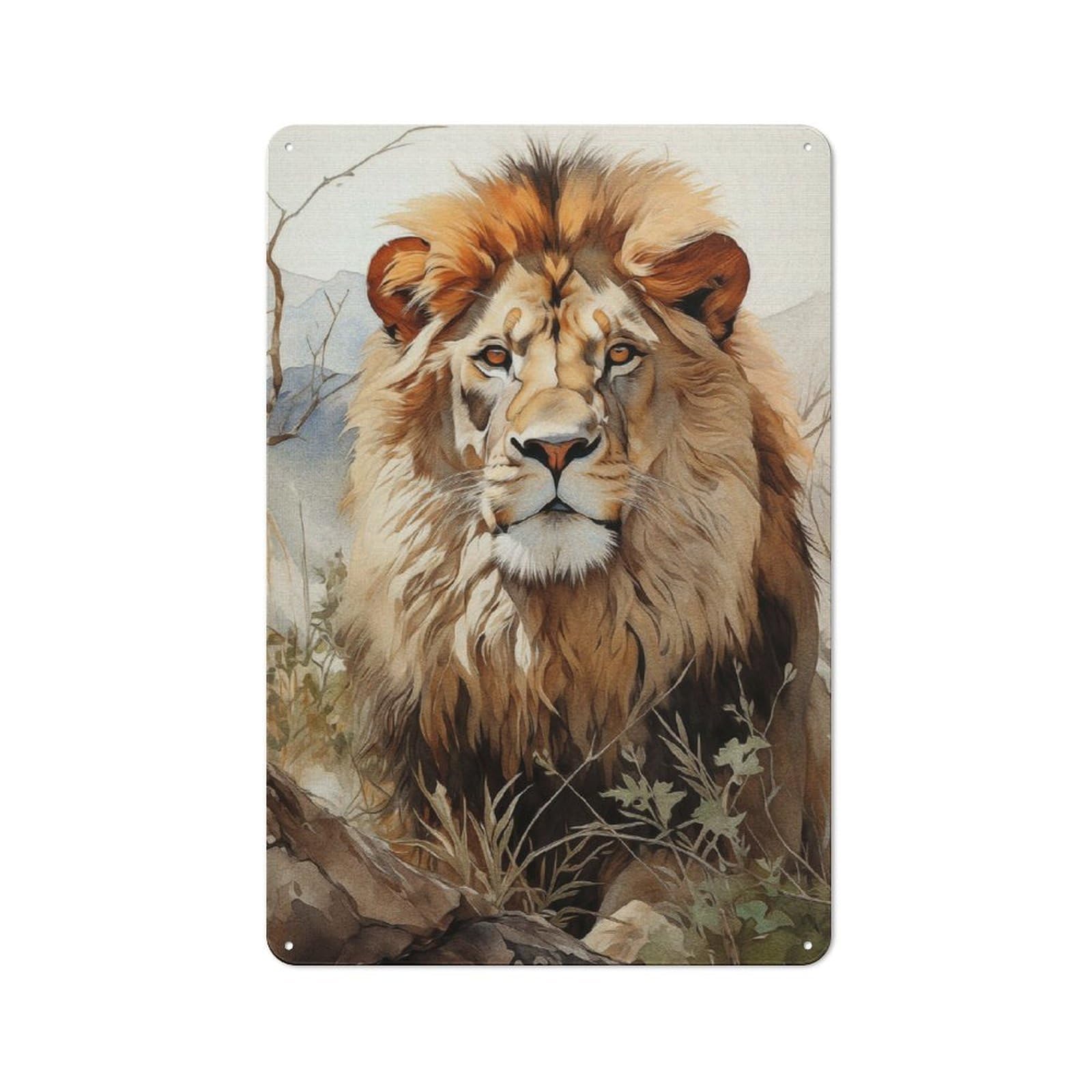 Metal Plaque 30x20cm with The Lion Stare for Hallway Wall, Retro Decor, for Wall Display Collectors