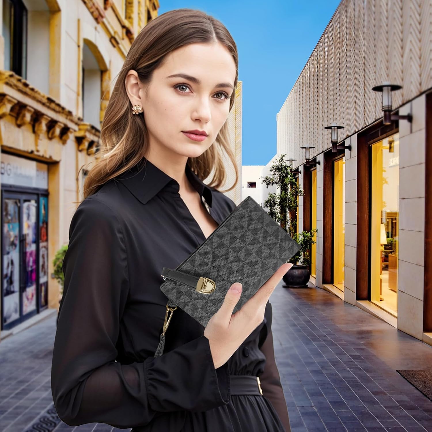 Wristlet Wallets for Women - Small Clutch Purse Leather Handbag with Wrist Strap Large Capacity for Cards/Keys/Phone | Small, with Wrist Strap, Large Capacity, for Cards, for Keys, for Phone - Image 7