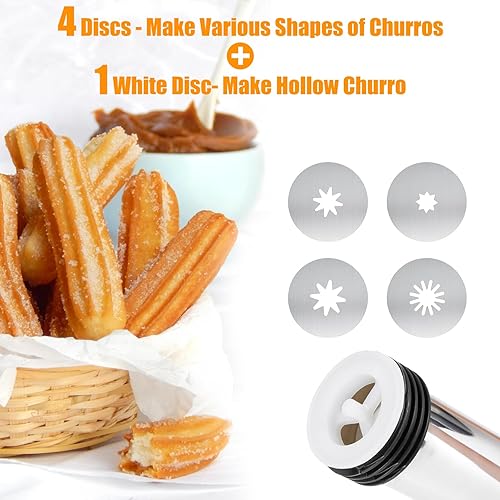 Miniatura 3 de Máquina para hacer churro, kit de pistola de churros de acero inoxidable, churro hueco, duradera, bolsa de tubería, relleno de churro, 6 boquillas