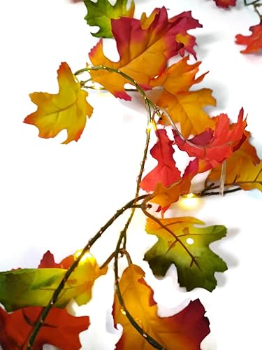 Miniatura 8 de Fall Leaves Garland with Warm White Lights Battery Operated