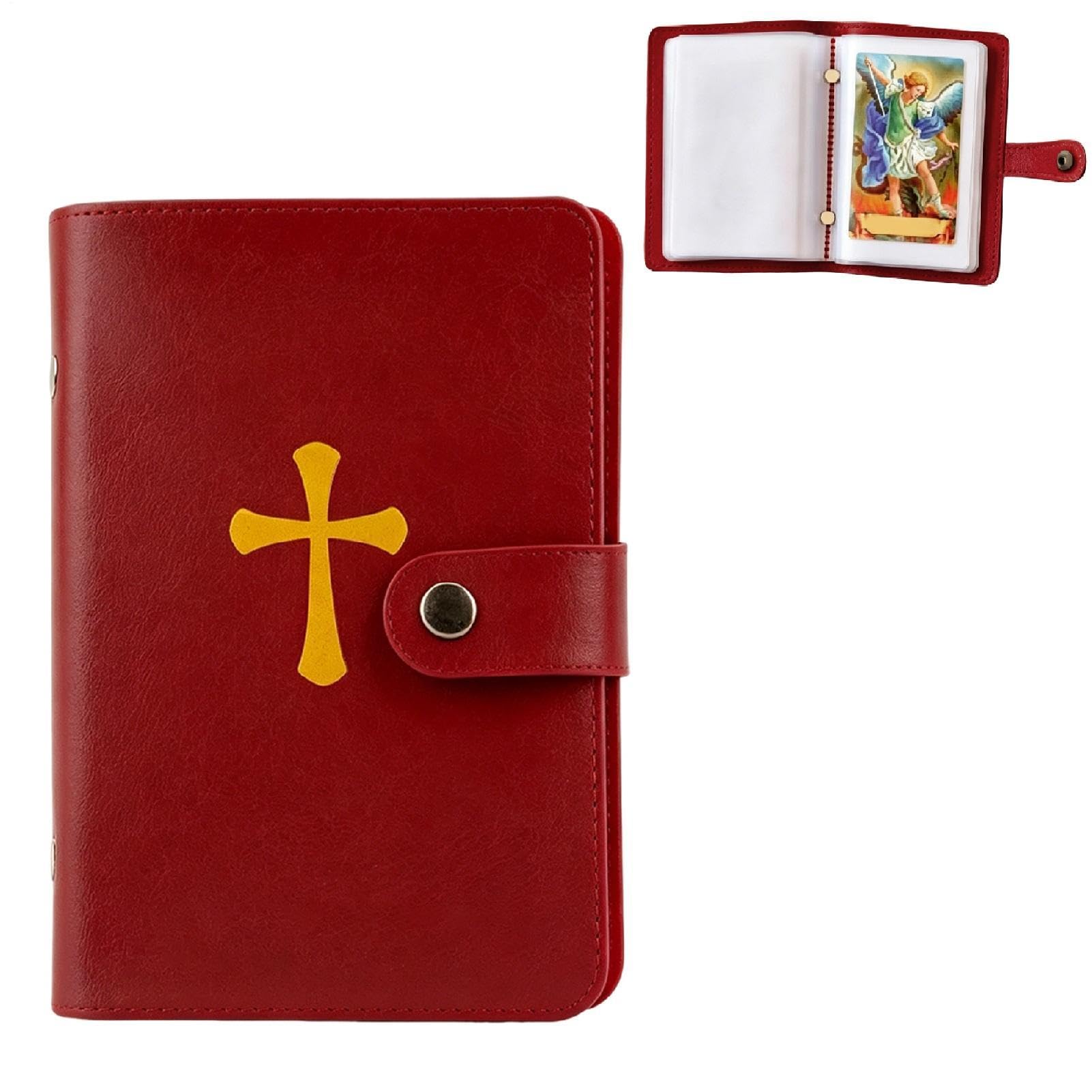 Catholic Prayer Card Holder, No Slip PU Leather Holy Card Holder, Catholic Prayer Cards Wallet for Women Men, Lightweight Christian Bible Verse Cards Purse, for Christian Gift