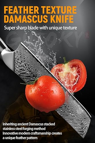 Miniatura 3 de Nakiri - Cuchillo de cocina profesional con mango ergonómico G10 de acero japonés AUS10 de 7 pulgadas