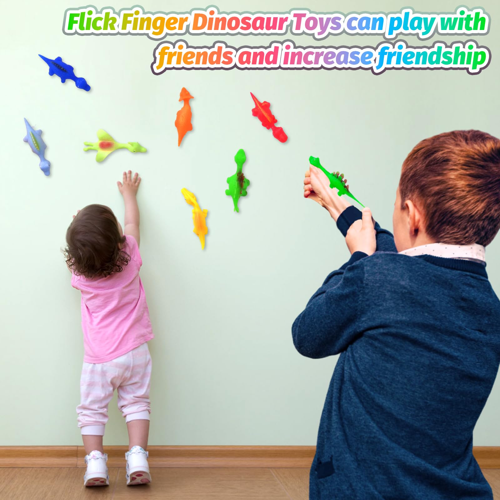 Jadyon Juguetes de Fiesta para Niños Juguete de Dinosaurio de Tirachinas Dedos, Juguetes de Dinosaurios Voladores de Caucho Divertidos Regalos para Niños y Niñas, Color Aleatorio (20 pcs)