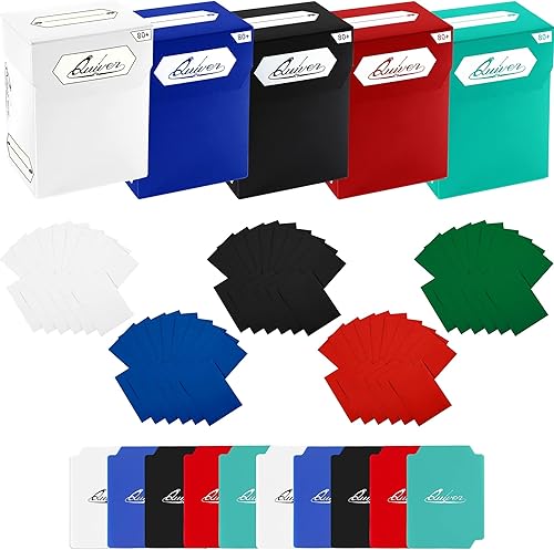 Quiver Time Cajas para mazos de cartas de intercambio y paquete de fundas para cartas, compatibles con cartas de Magic the Gathering y otros TCG 5