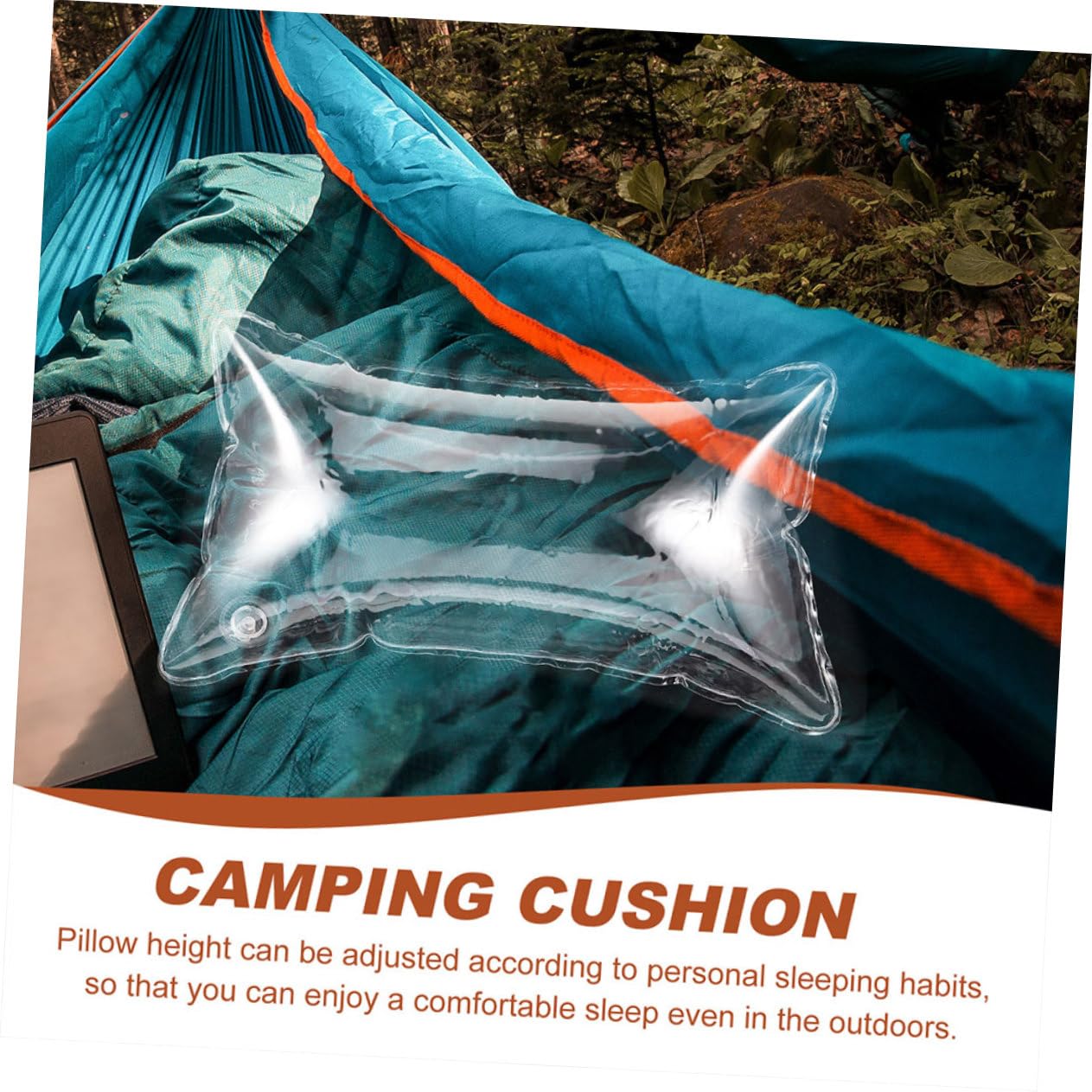 Ipetboom Coussin Gonflable Transparent Respirant Oreiller Camping Portable Ajustable pour Extérieur et