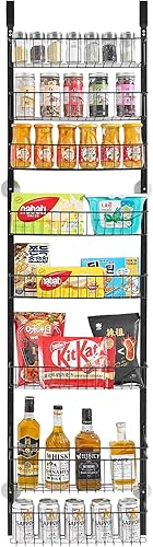 Miniatura 9 de VEVOR Organizador de despensa sobre la puerta, organización y almacenamiento de despensa de 8 niveles, estante de especias colgante de acero