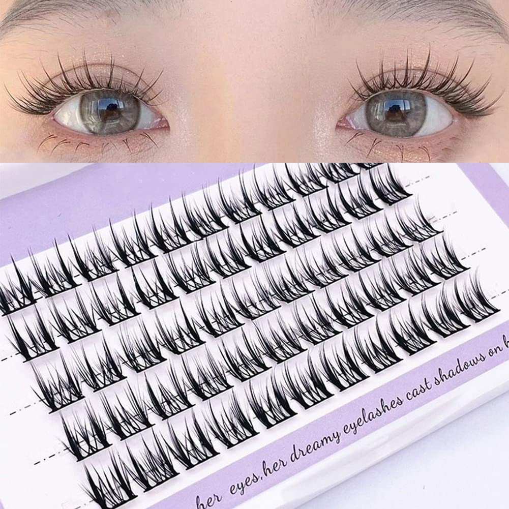 Andy's Orchids Manga Lashes, Thick Individual Eyelashes Cluster Lashes Natural Look Lash Extensions Kit 3D Cosplay Eyelash Extensions Set