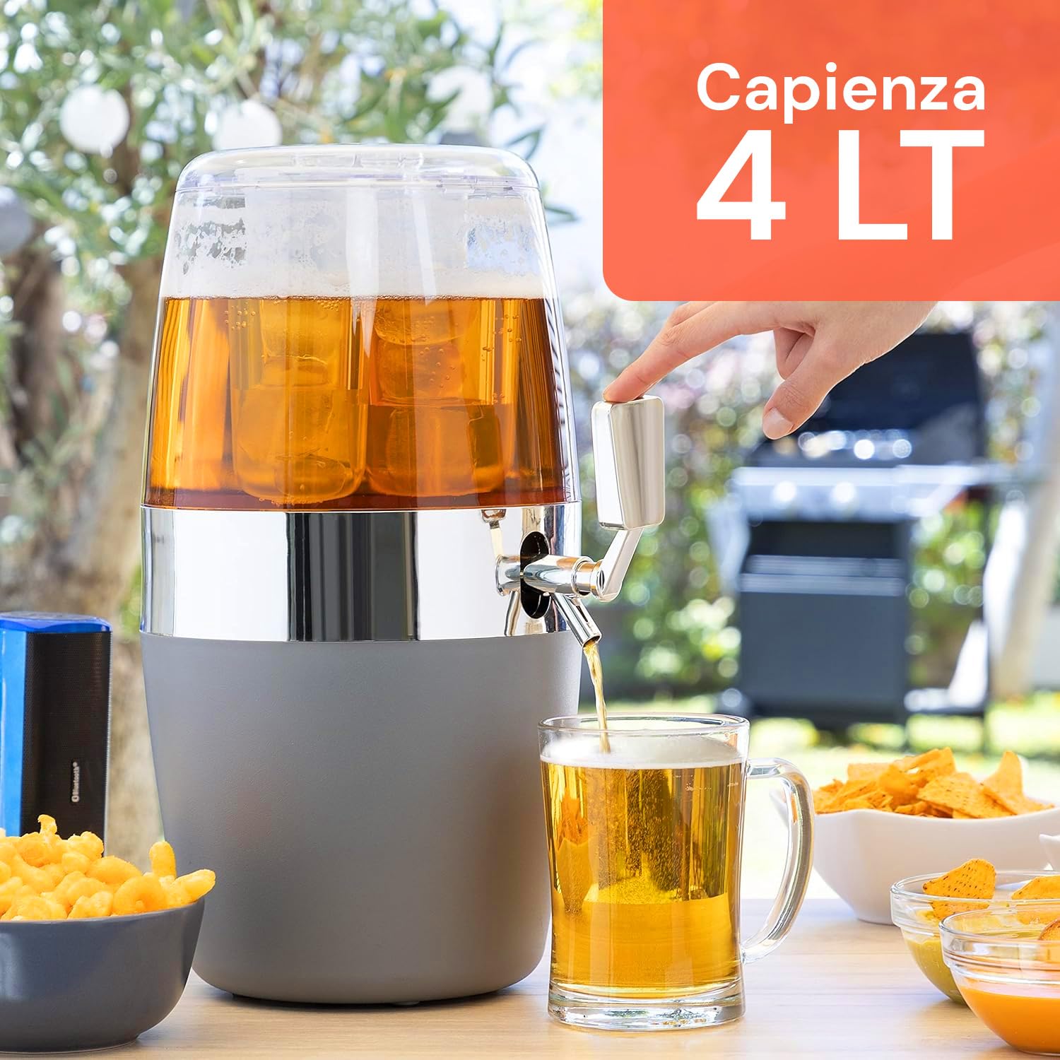 Wintem - Dispenser Bevande con Rubinetto Antigoccia da 4L per Uso Esterno e Interno, con Contenitori Ghiaccio Integrati, Facile da Pulire, Ideale per Feste, Picnic e Uso Quotidiano