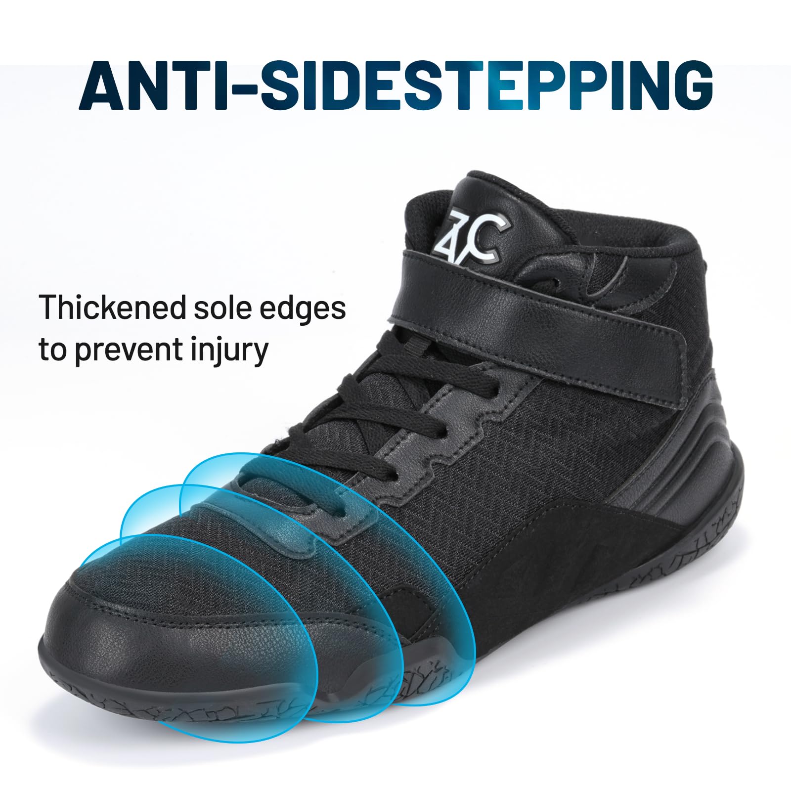 ZVC Scarpe da wrestling da uomo, scarpe da boxe, scarpe da combattimento, powerlifting, bodybuilding, calzature, nero, 40 EU