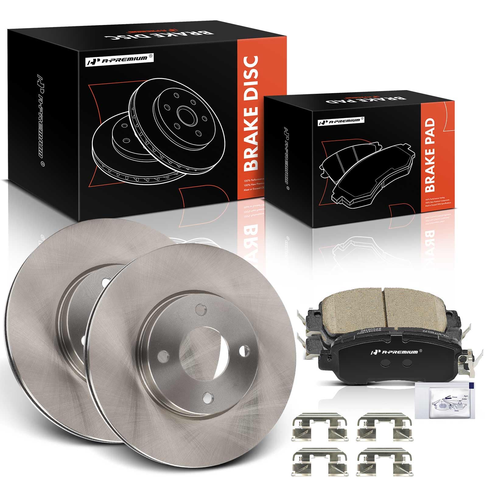 A-Premium 10.16 inch (258mm) Front Vented Disc Brake Rotors + Ceramic Pads Kit Compatible with Select Nissan Models - Versa 2020-2022, Kicks 2018-2022