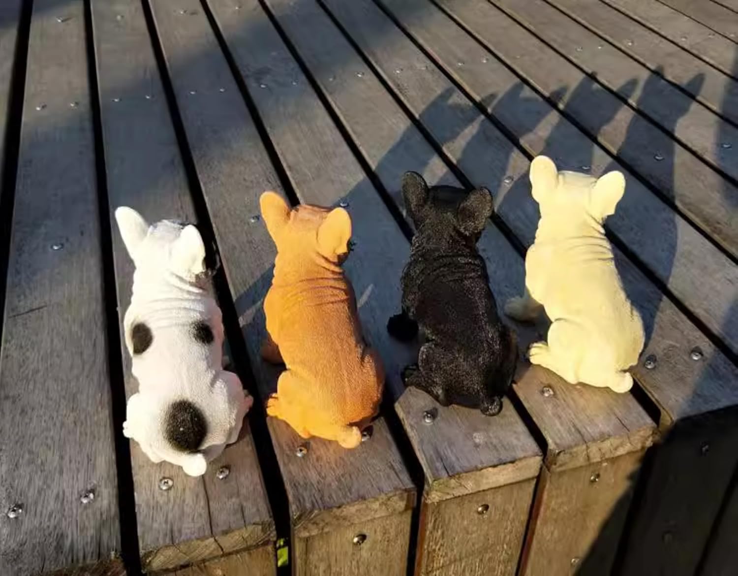 Simulation French Bulldog Sculpture Decoration,realistic Puppy Pet Statue Model,Modern Animal Figurine Resin Home Living Room Children's Room Bookshelf Bonsai Outdoor Garden Decor (black 6.89in)