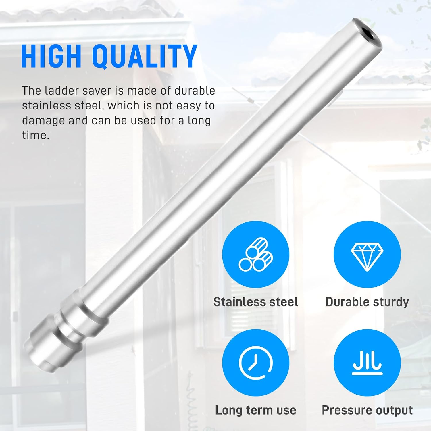 LLZ01 Stainless Steel Pressure Washer Nozzle, Long Range Chemical Tip, Fits 1000-6000 PSI, Easy to Install, Multi-Use
