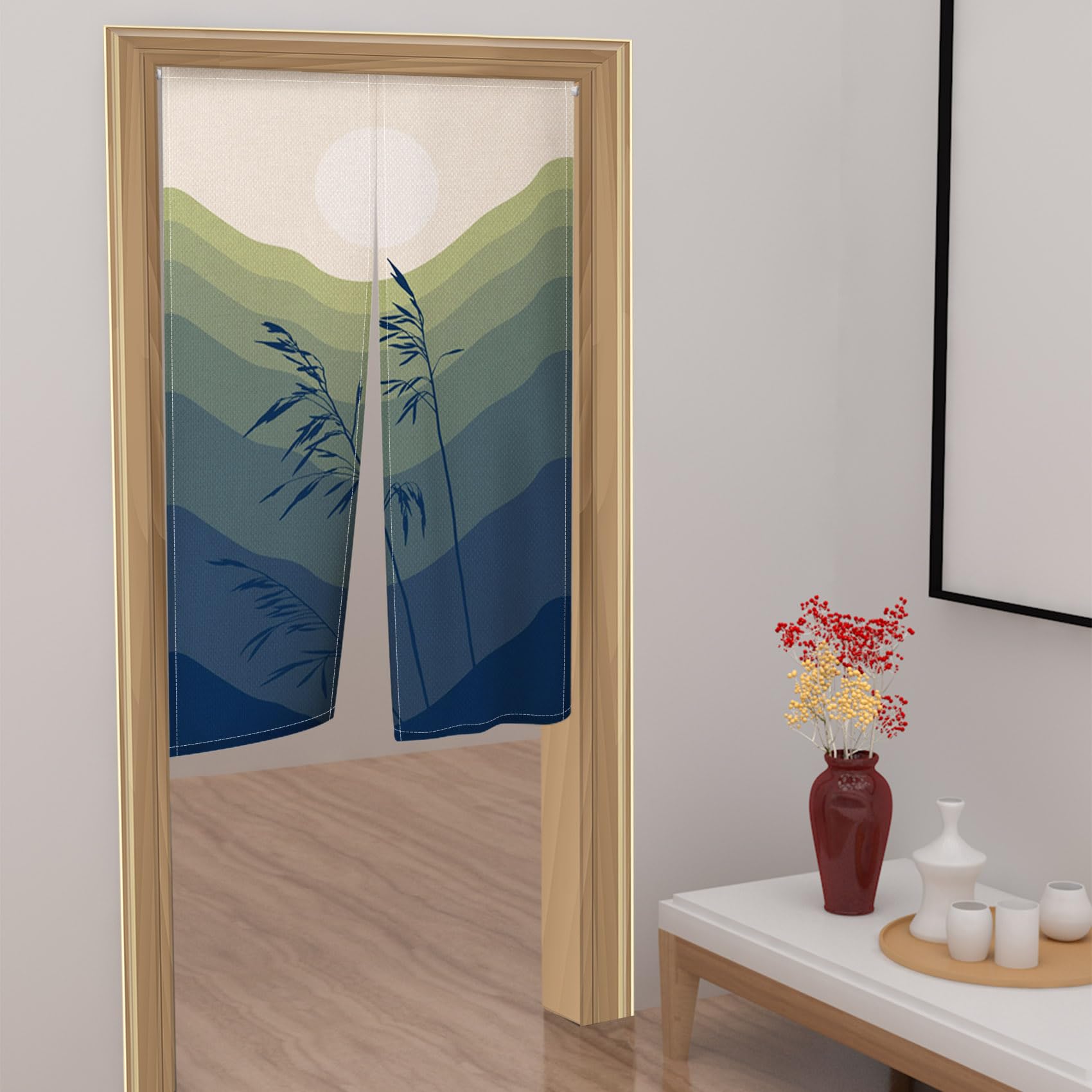 Amazon｜Leowefowa 日本の戸口カーテン のれん ミッドセンチュリー 山