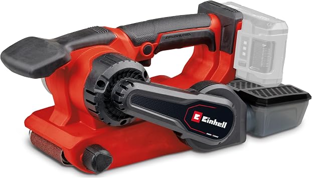 Einhell Power X-Change 18V Cordless Belt Sander for Wood with Dust Collector  Brushless Motor, 3X P80 Sanding Belts  TP-BS 18/457 Li BL Solo Band Sander - Battery and Charger Not Included
