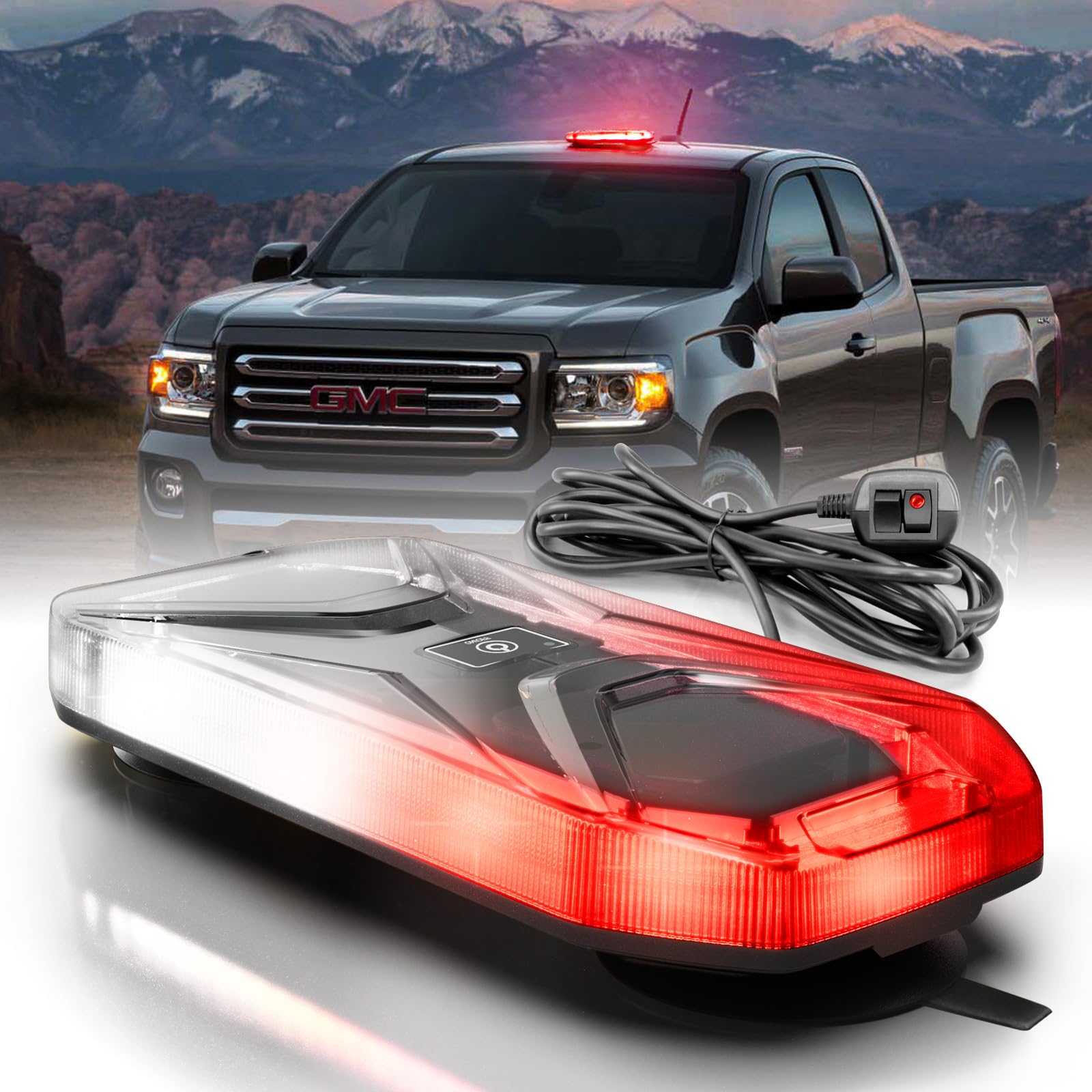 Agrieyes W230M Red/White LED Beacon Light, Magnetic Base Strobe Light