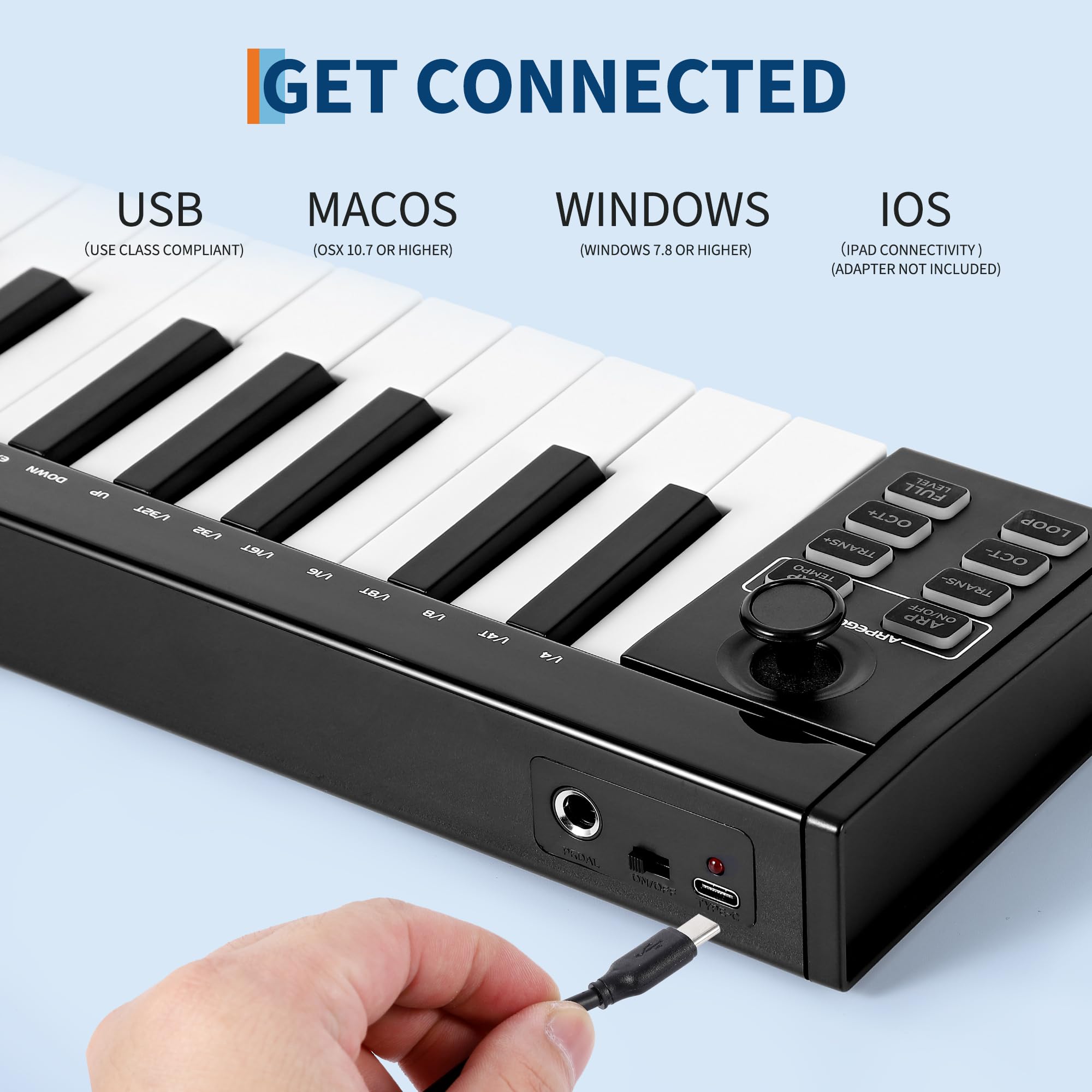 Amazon.co.jp: MIDIキーボード37キー、USB MIDIコントローラー、DAW