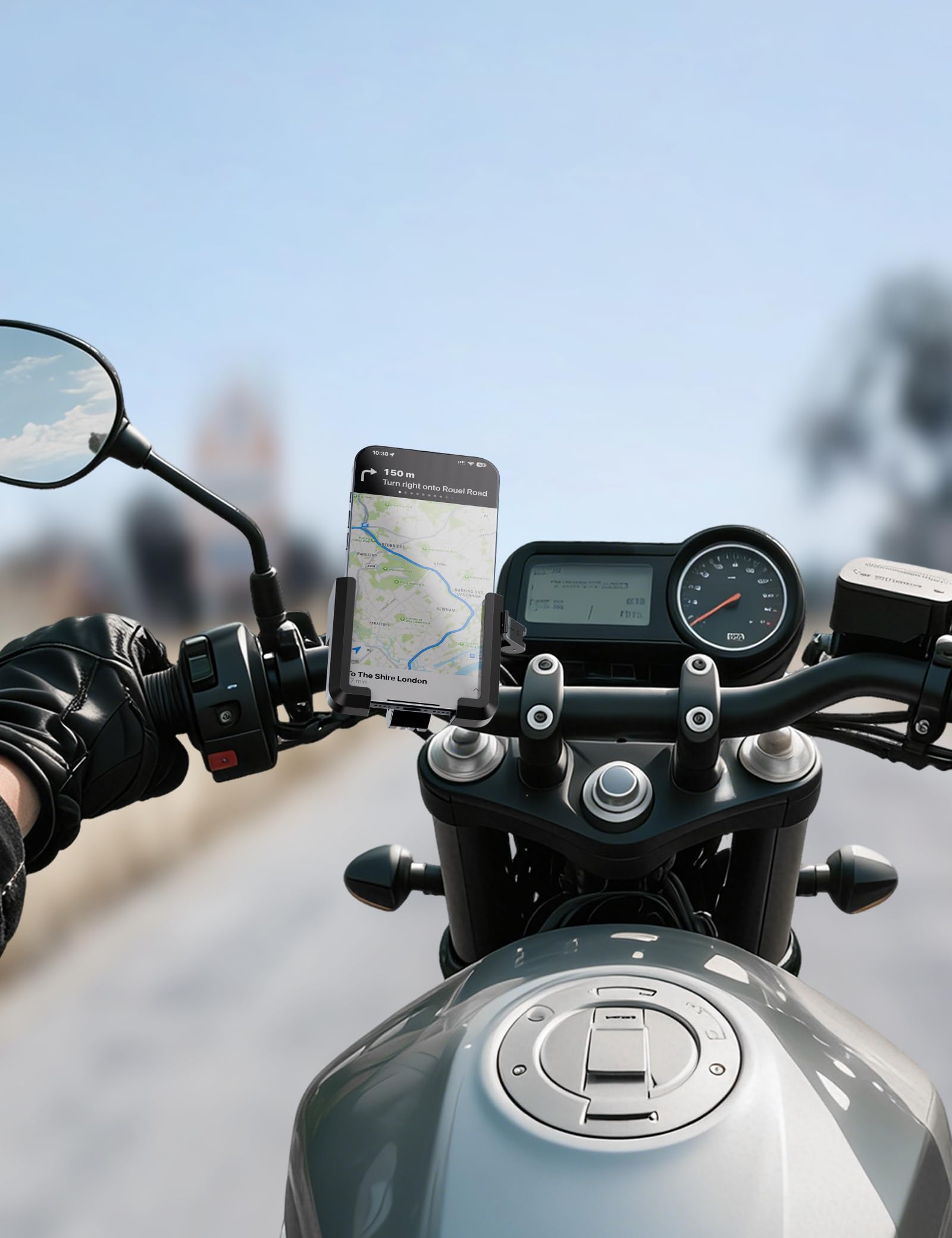 Grefay Handyhalterung Fahrrad Handyhalterung Motorrad-[4 Vibration Dampener] [Not Block Camera] 360° Drehbar Fahrrad Handyhalterung Lenker, Motorrad für iPhone Samsung 4.7''-7'' Smartphone (Schwarz)