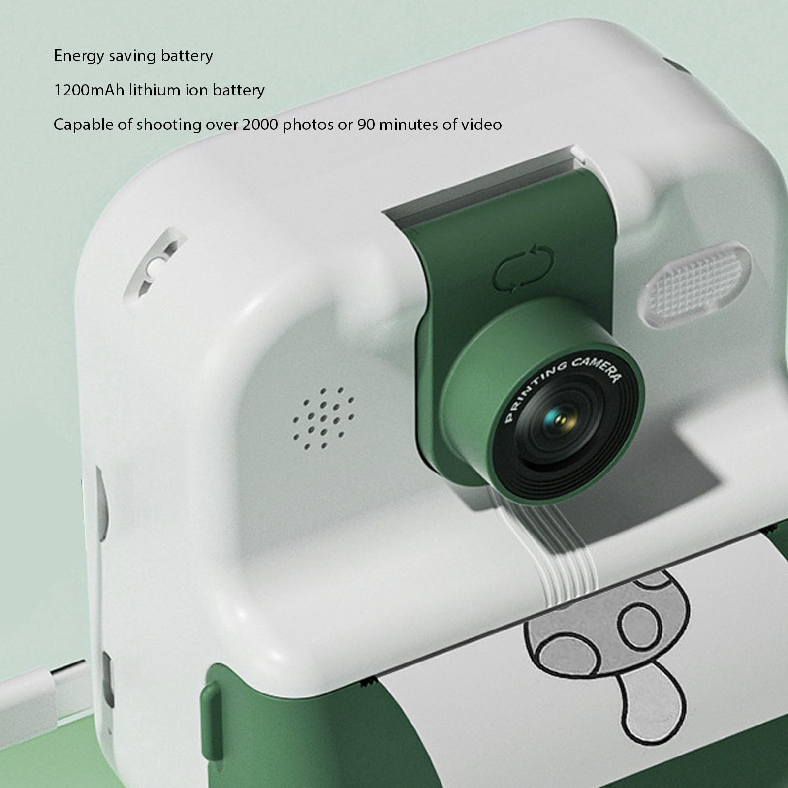 Fotocamera a Stampa Istantanea, Fotocamere Digitali per Foto a Stampa Istantanea HD da 48 MP, Fotocamera Istantanea per Selfie con Schermo IPS da 2,4 Pollici con Obiettivo (verde