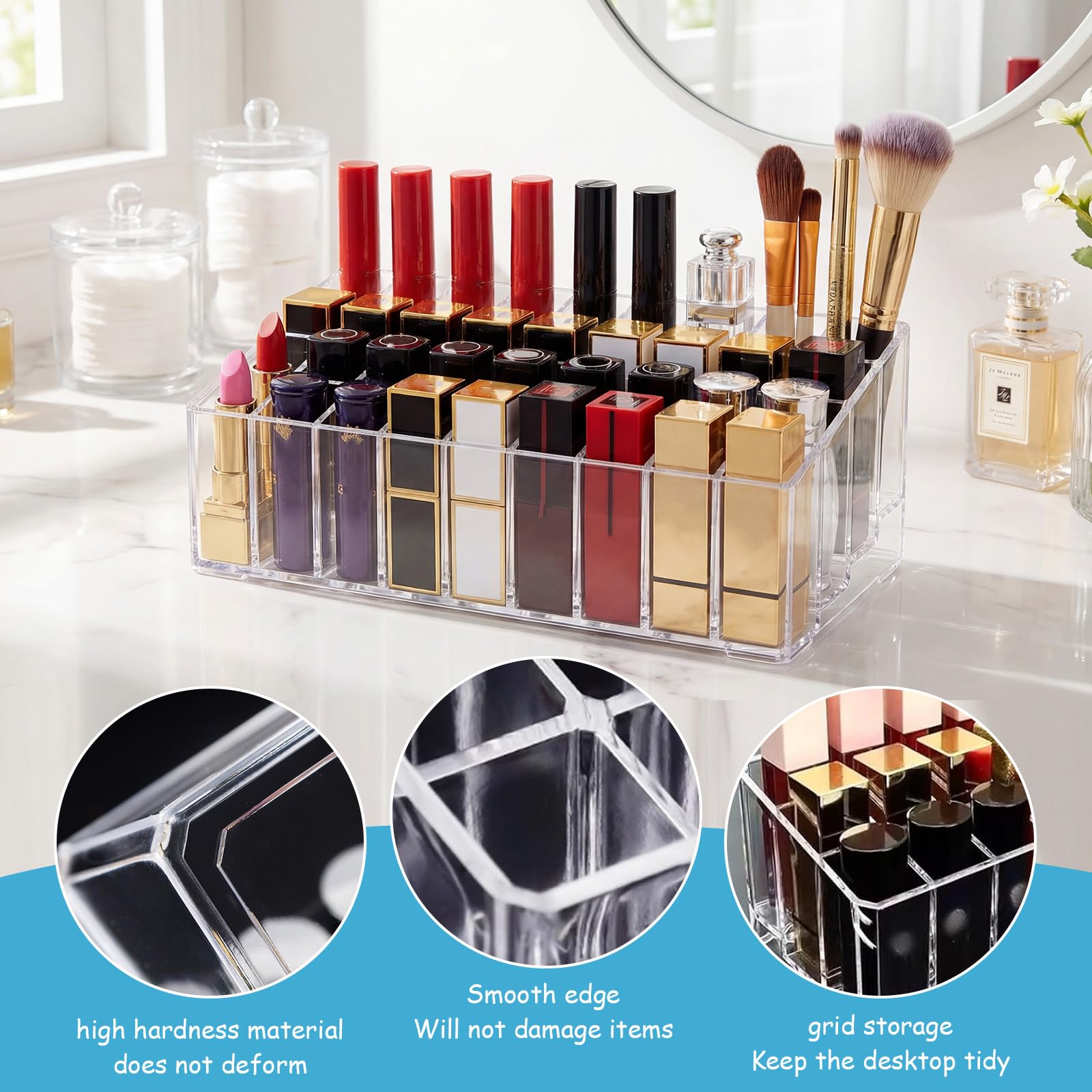 36 Scomparti Portaoggetti Rosso a Levetta Porta Rossetto in Acrilico Trasparente Porta Rossetti Organizzatore Rosso Organizer Rossetti per Lucidalabbra, Pennelli, Mascaras, Eyeliner
