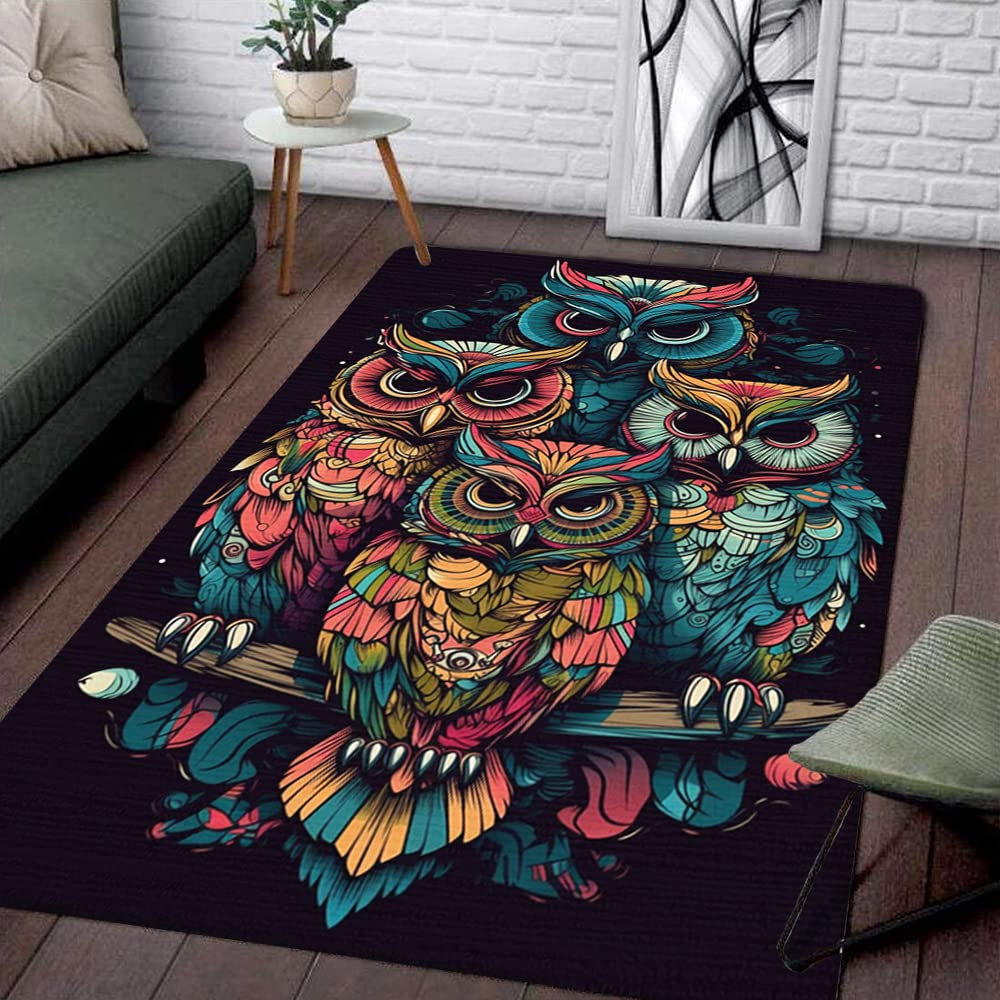 Girls' Owl Area Rug - Absorbent, 4x6, For Living Room, Bedroom & Playroom - Owl Theme for Lovers
