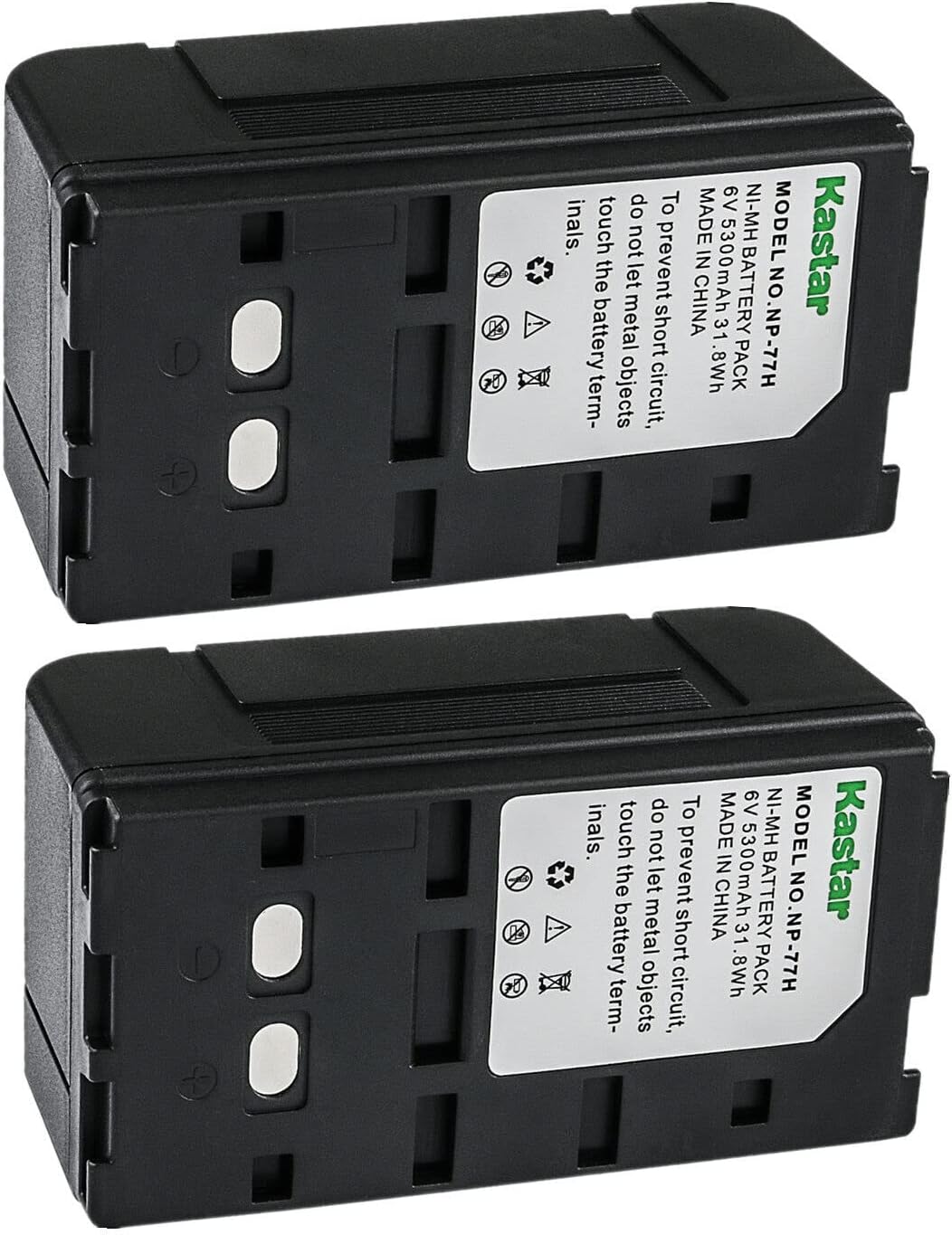 Kastar 2-Pack NP-77H 6.0V 5300mAh Ni-MH Battery Replacement for Sony CCD-VX Series CCD-VX1 CCD-VX3, Sony EVC SeriesEVC-X7 EVC-9100, Sony GV SeriesGV-5K GV-8 GV-9 GV-9E GV-U5