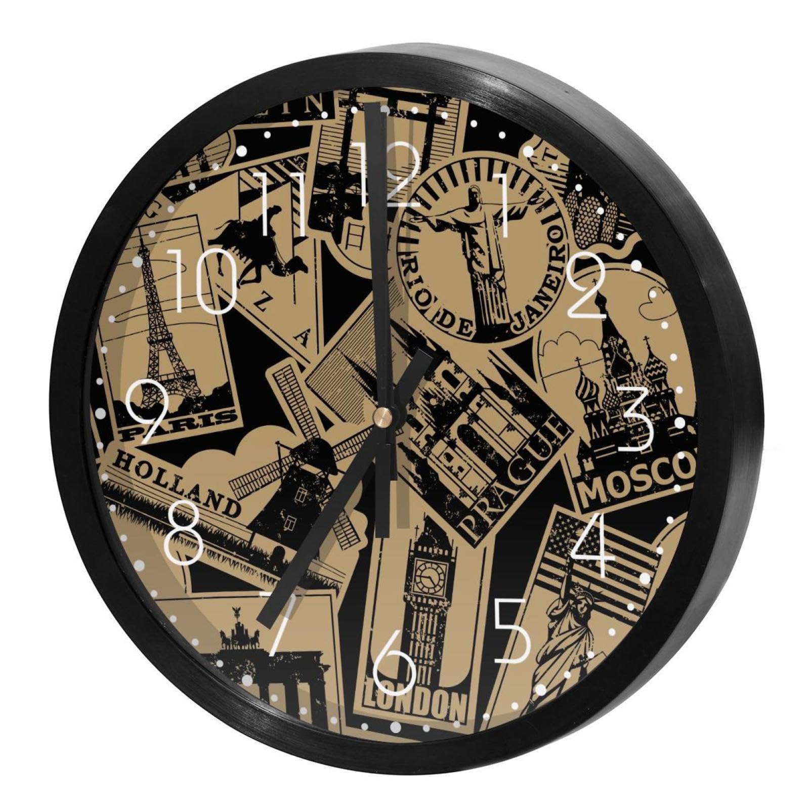 Horloge murale silencieuse à quartz vintage Paris objet décoratif haut de gamme