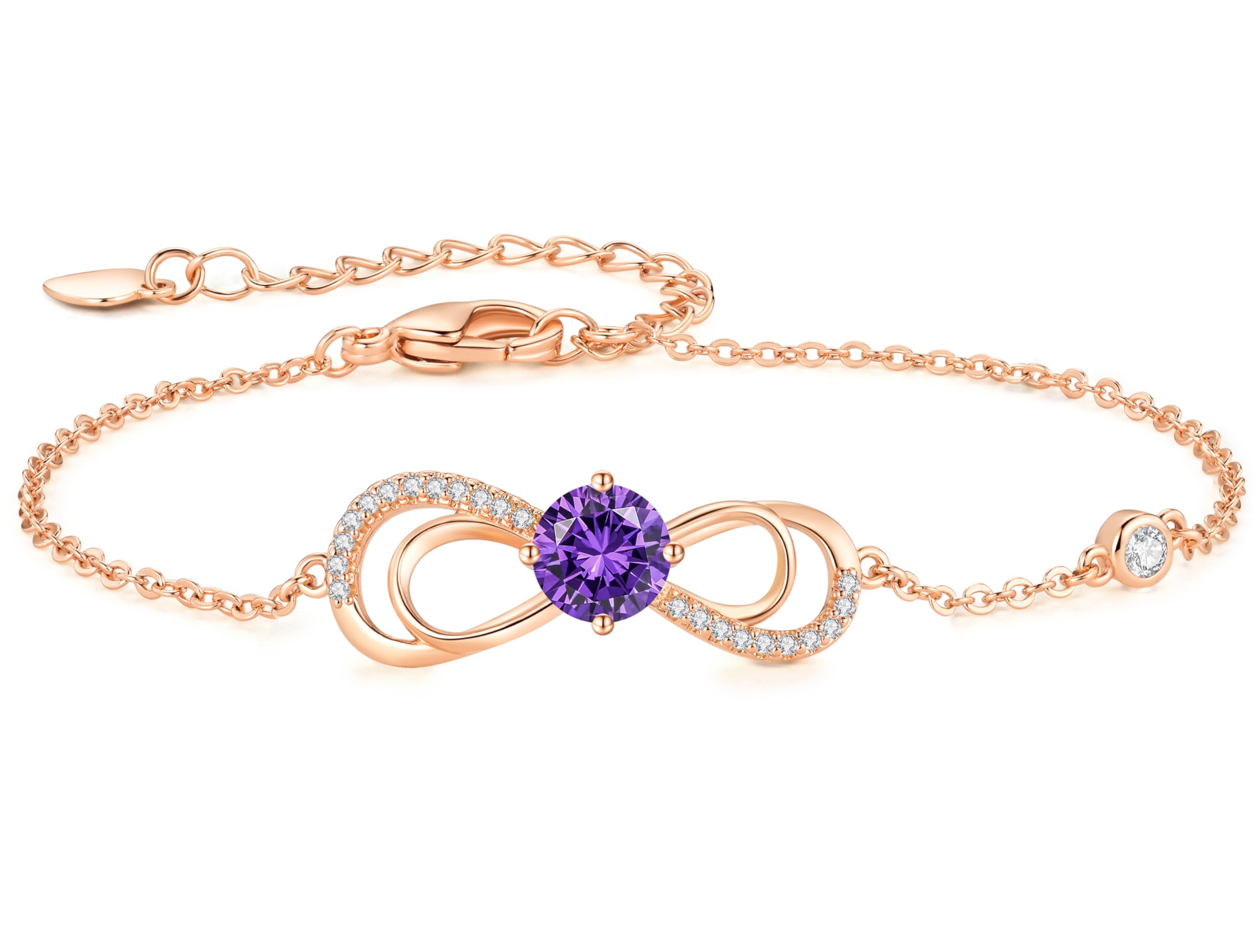 CDE Infinity Armband Damen Herz Geburtsstein Armkette Rosegold Kristallen Armkette Schmuck Muttertag Valentinstag Weihnachtsgeschenke Geburtstag Geschenke für Frauen Freundin Mama