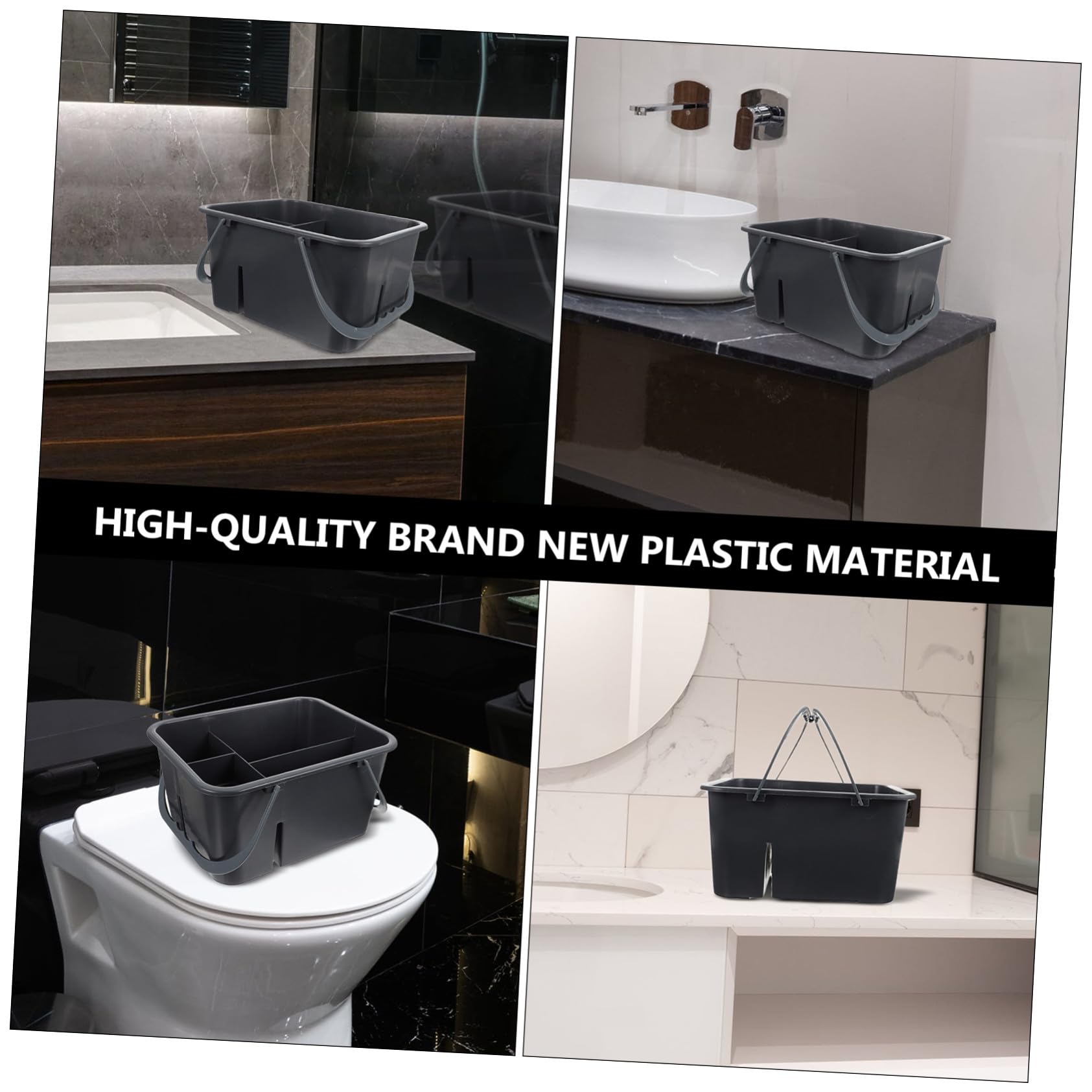 POPETPOP Panier pour Organisation à 4 Compartiments de Rangement en Plastique Poignée Portable et Rangement pour Salle de Bain des Accessoires