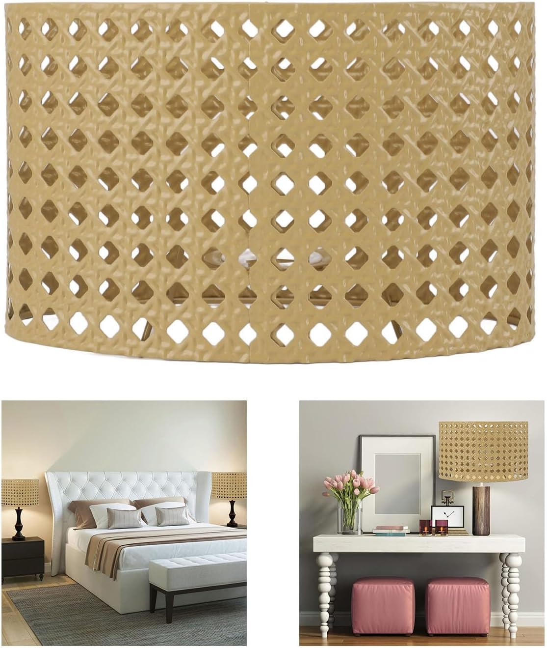 Lamp Shade, Hollow Oval Lampshade for E27 E14 for DIY (Yellow)