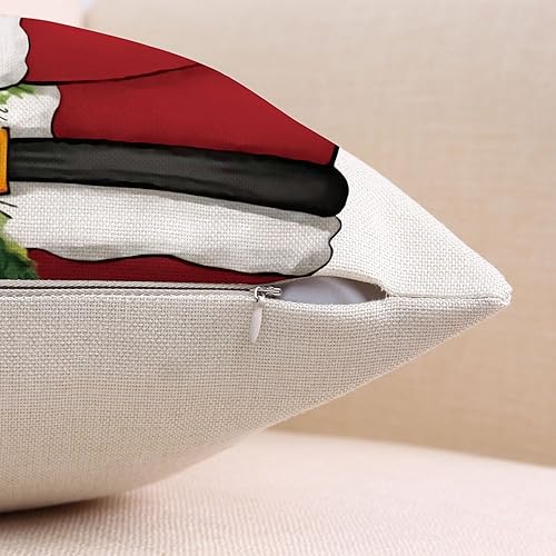 Miniatura 7 de Coeufuedy Juego de 4 fundas de almohada de Navidad rojas de 18 x 18 pulgadas para decoraciones de Navidad, muñeco de nieve, Papá Noel, Feliz