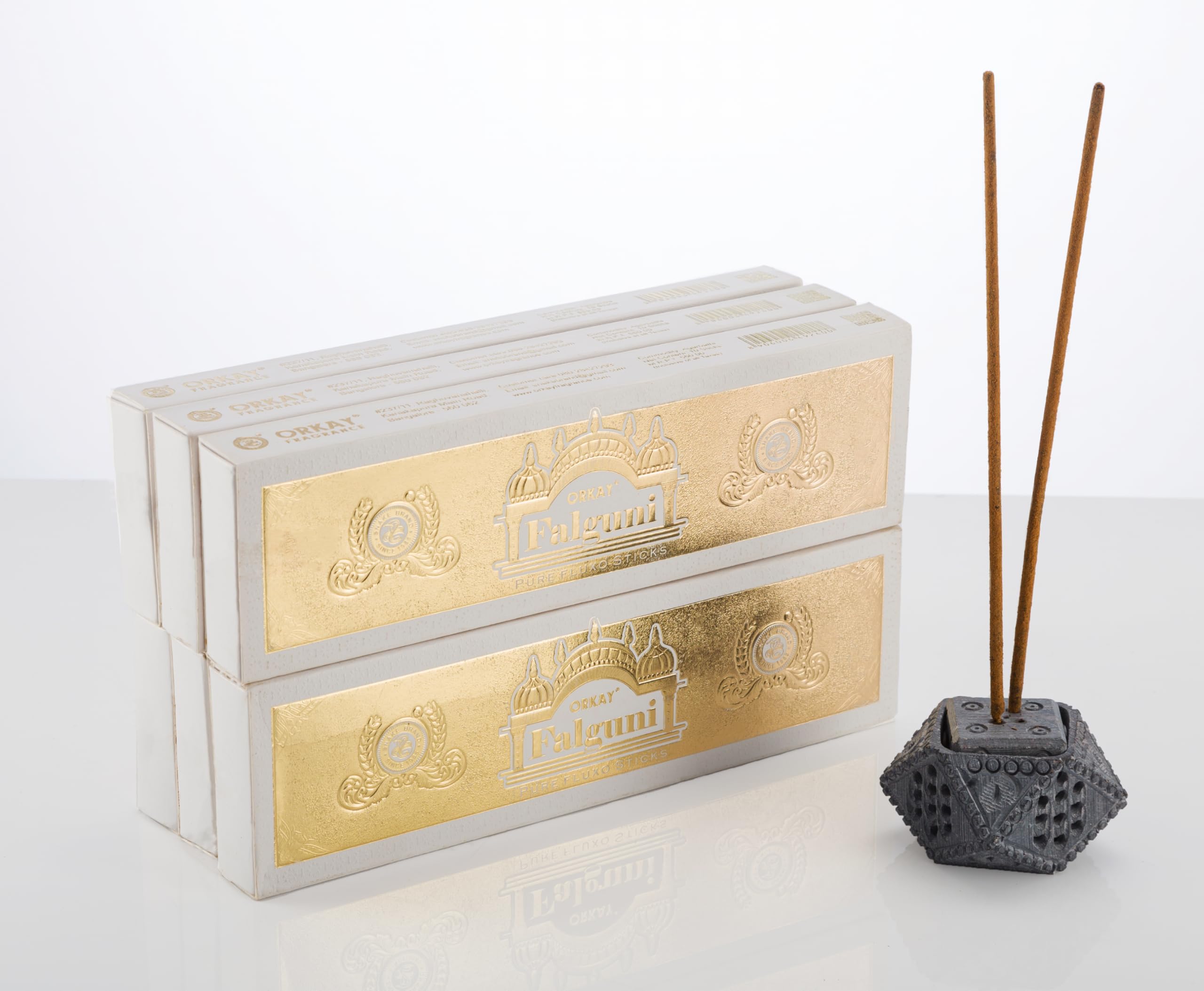 Snake Brand Orkay Pure White Falguni 10 Sticks || Pack of 12 || Contains 120 Sticks Black Falguni (10, Set of 12)-image-40
