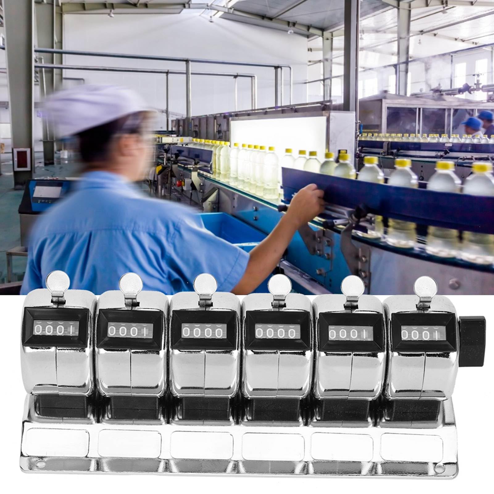 Compteur de pointage, outils manuels, compteur mécanique à cliquet manuel en métal à 4 chiffres siamois 6 unités en acier inoxydable Tally