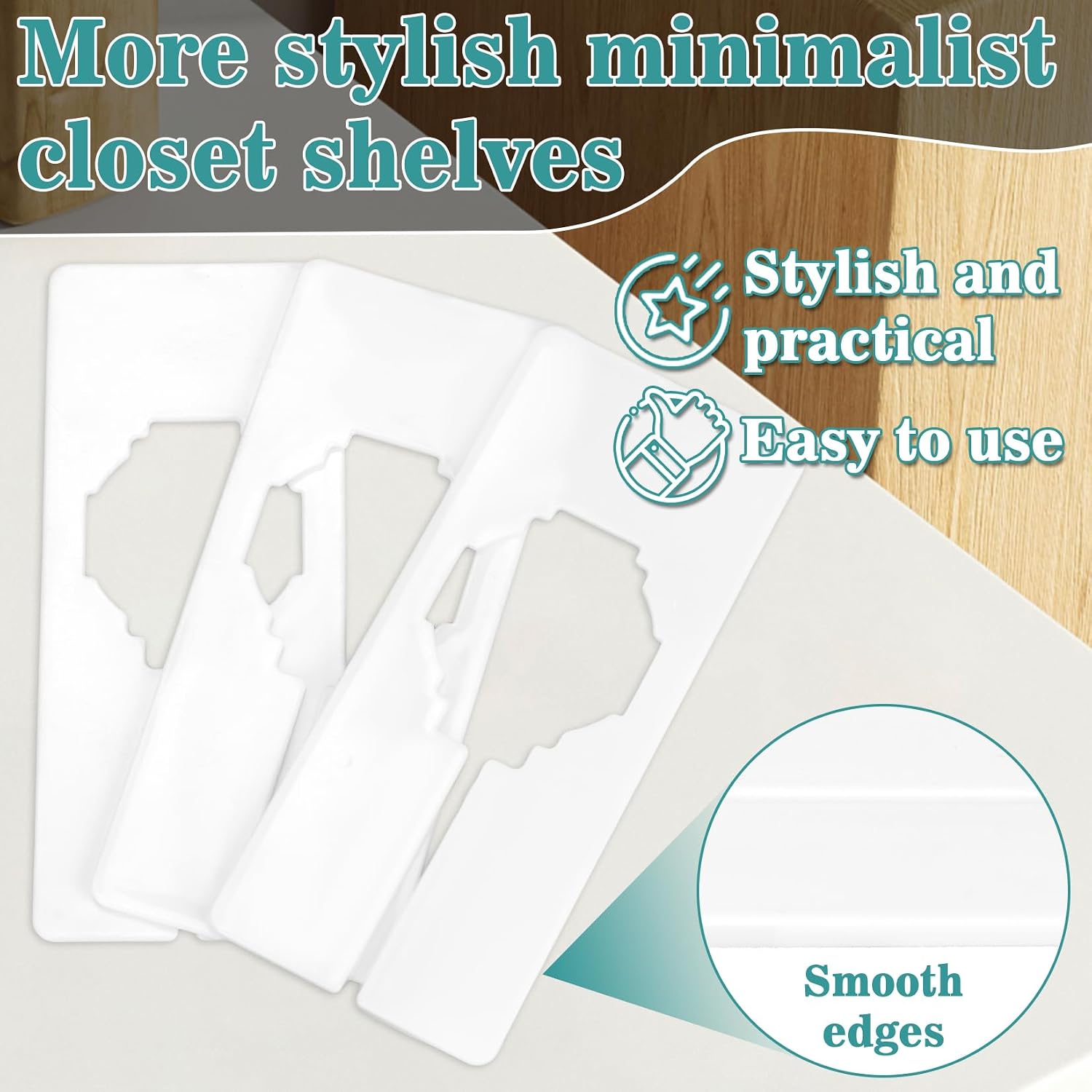 Sukh 30PCS Rectangular Closet Dividers - Plastic Closet Shelf Dividers For Clothes Organization Clothing Rack Tags Label for Wardrobe Retail Store Boutique Supplies Sturdy Durable No Burrs (White)