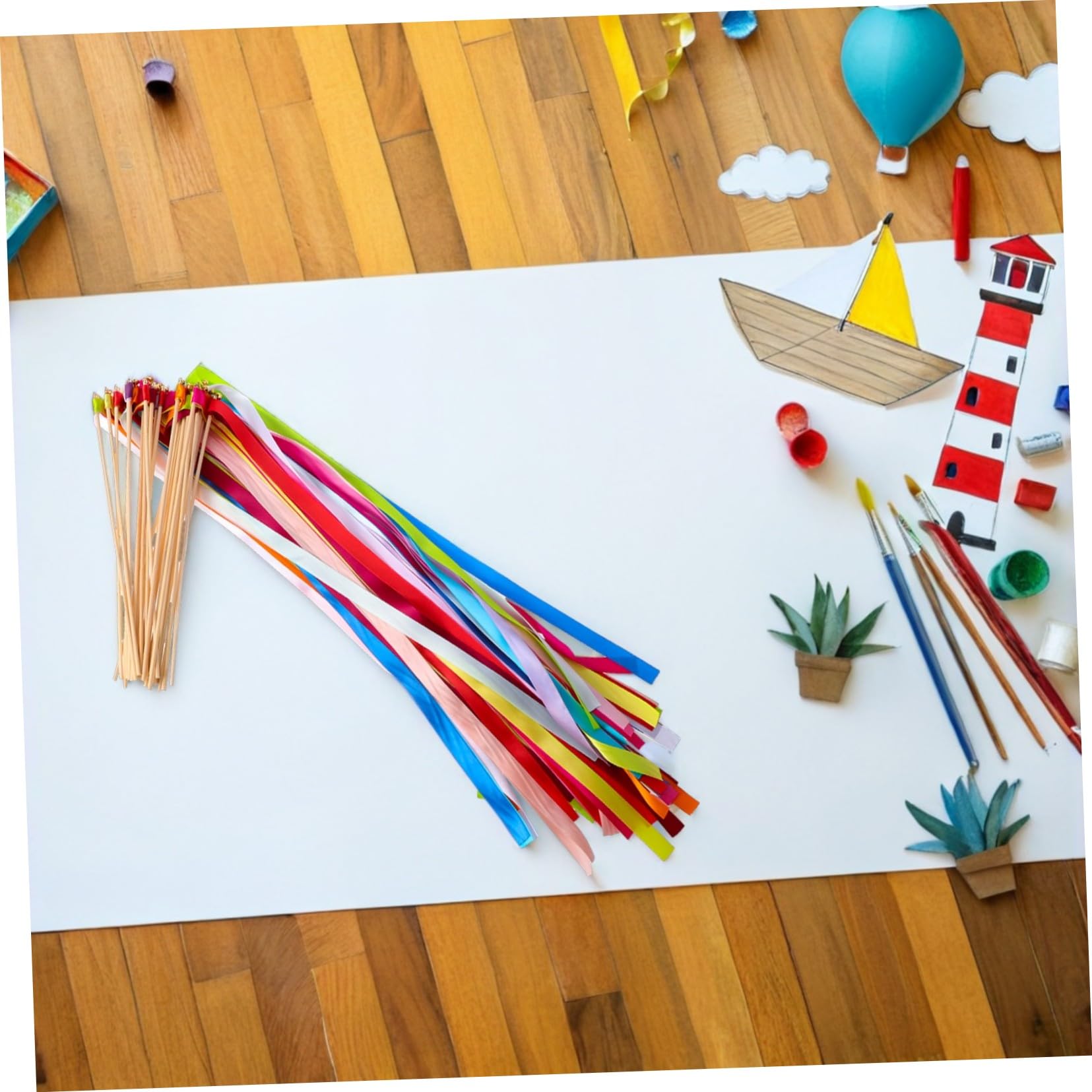 Varitas de Hada Cintas y Cascabeles 20 Unidades de Palitos de Madera Estilo Europeo para Estudiantes y Ambiente Festivo en Reuniones Deportivas Color Aleatorio