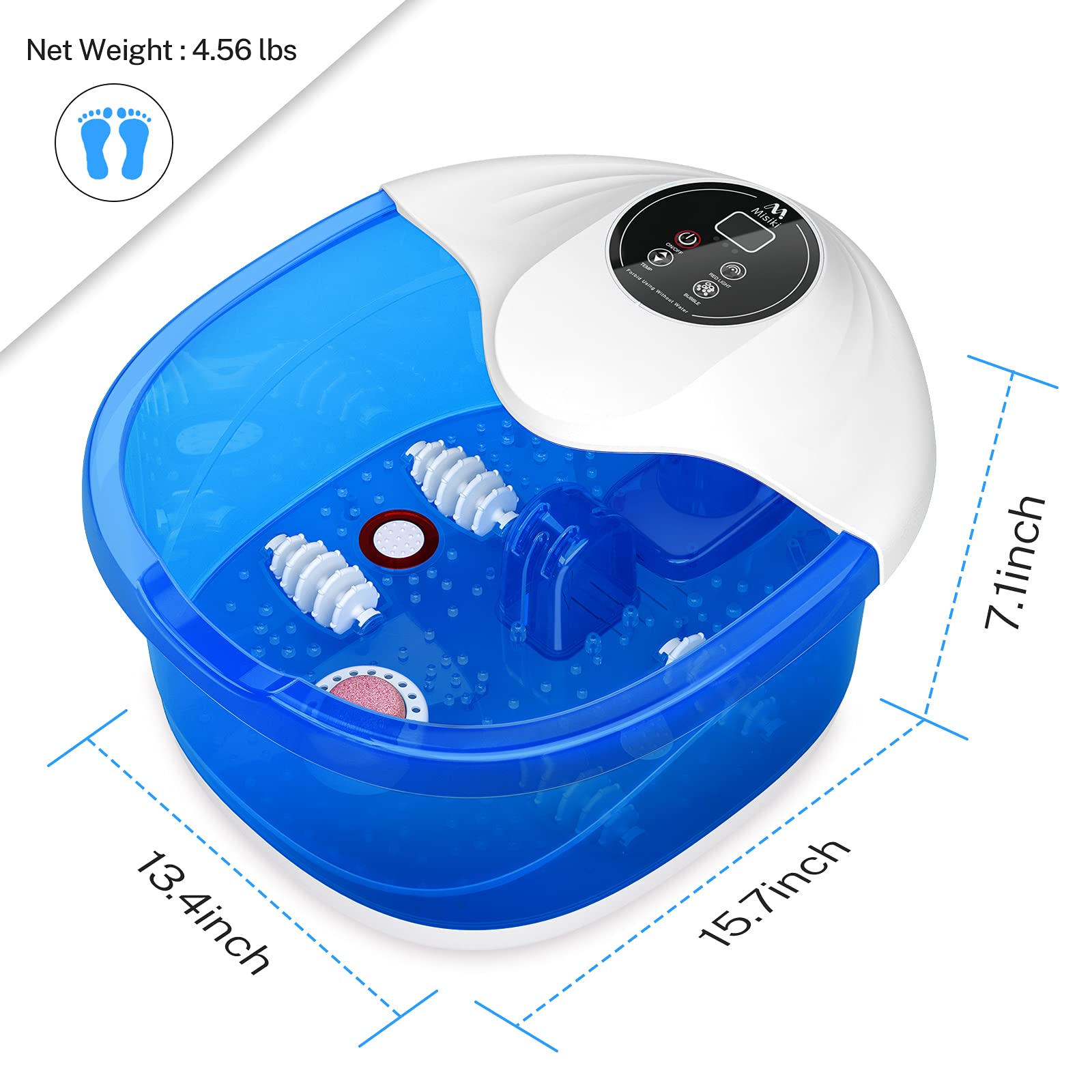 Foot Bath Misiki Foot Spa Massager with Heat, Bubbles Vibration and