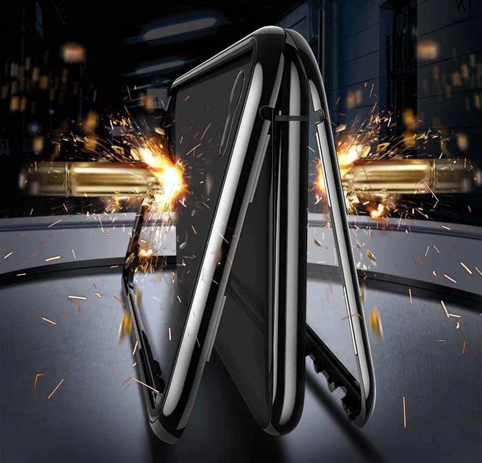Funda magnética para Apple iPhone SE 2ND (2020) de 4.7 pulgadas, cubierta frontal y trasera de vidrio templado transparente, marco de aluminio (color: blanco)