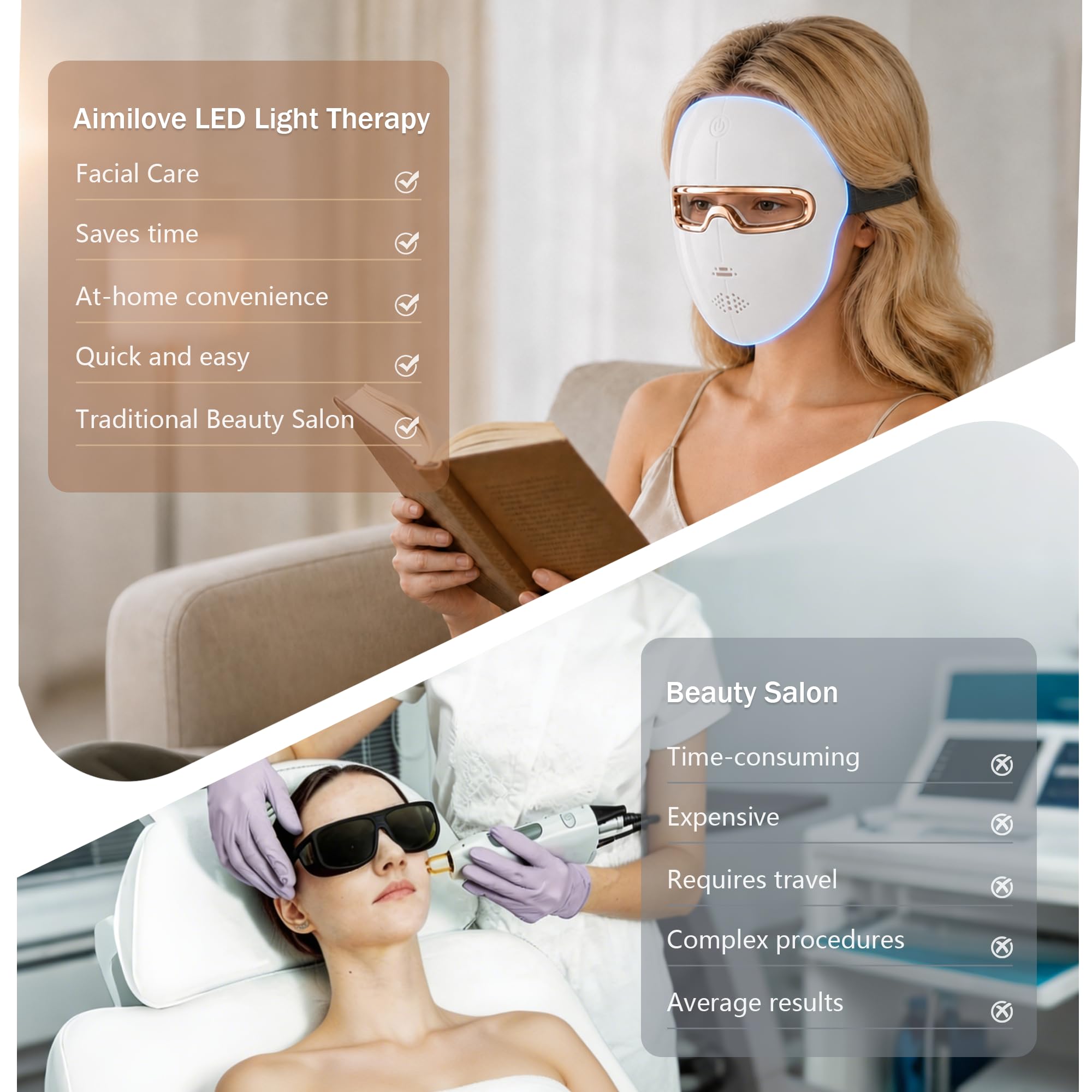 Red Light Therapy Mask for Face, 850nmNIR Treats Acne & Wrinkles