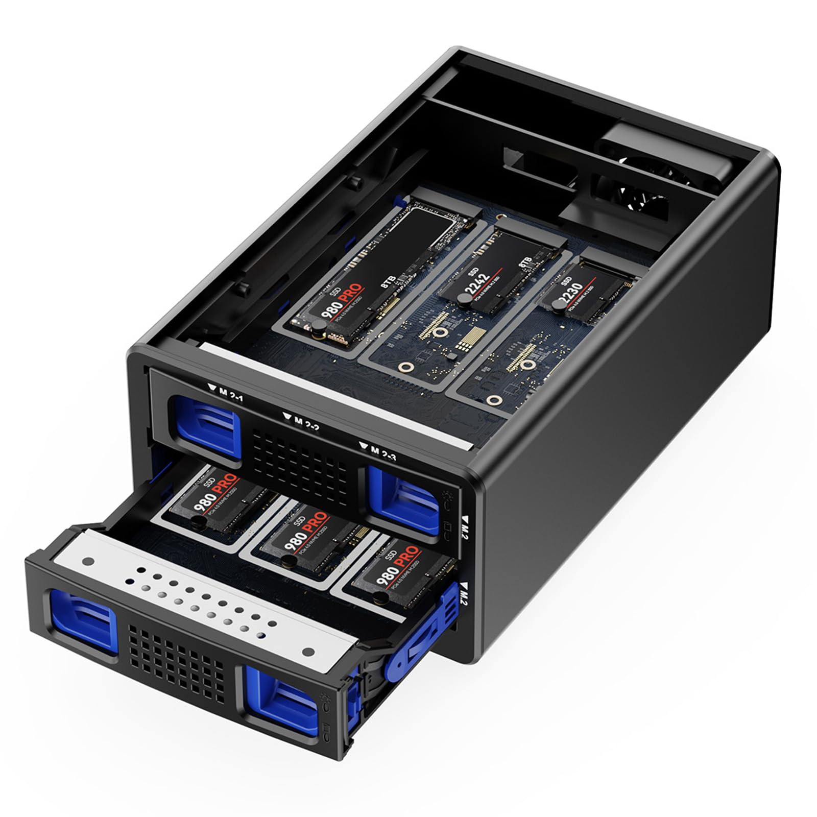 2 3 M B M Key M 2 NVMe Enclosure with Cooling Fan and USB A C 3