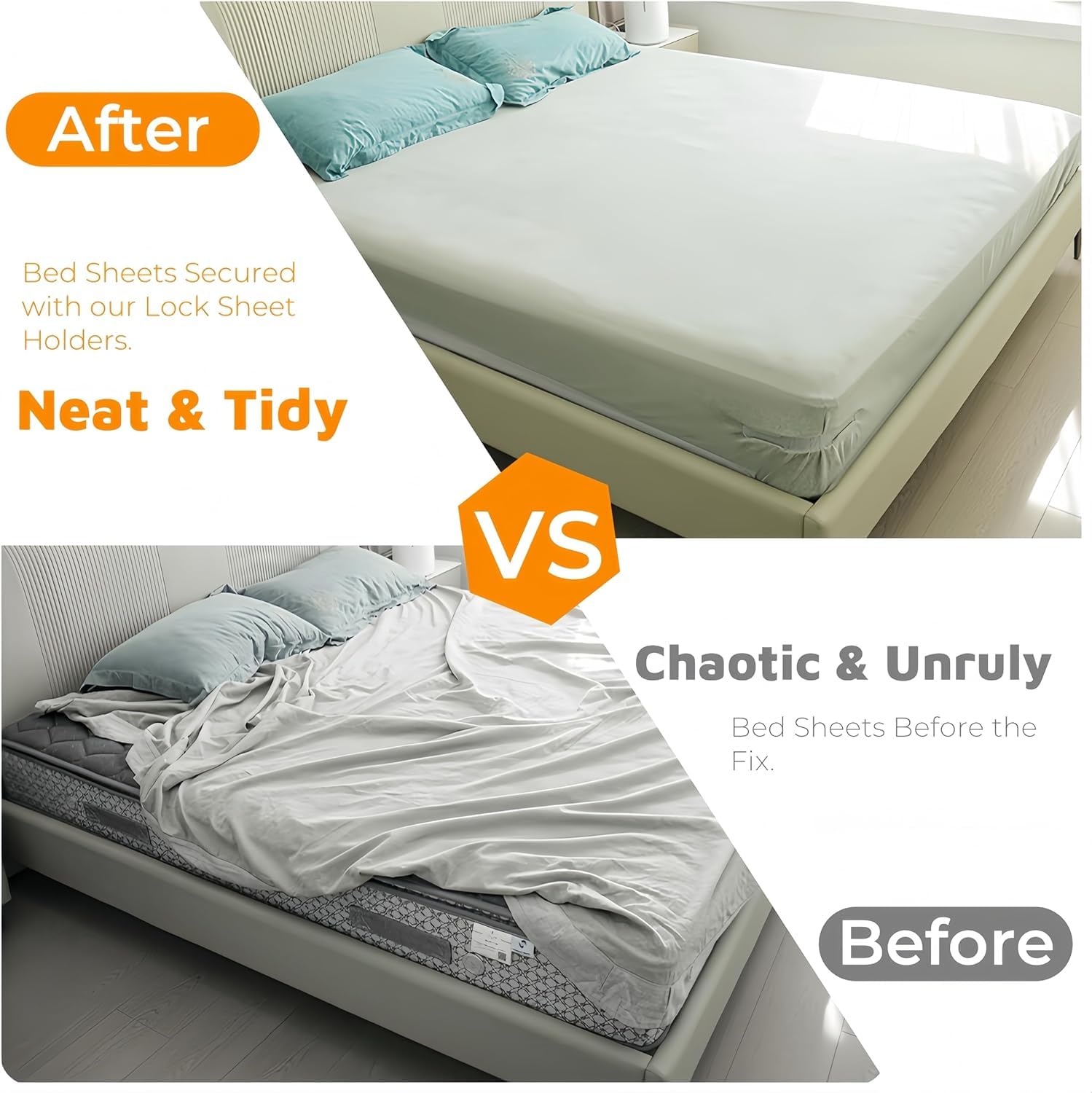 Pipihome Ferma Lenzuola con Strisce di Blocco, Ferma Lenzuola x Angoli, per Materasso per Tutte Le Dimensioni, Biancheria da Letto (4pcs)